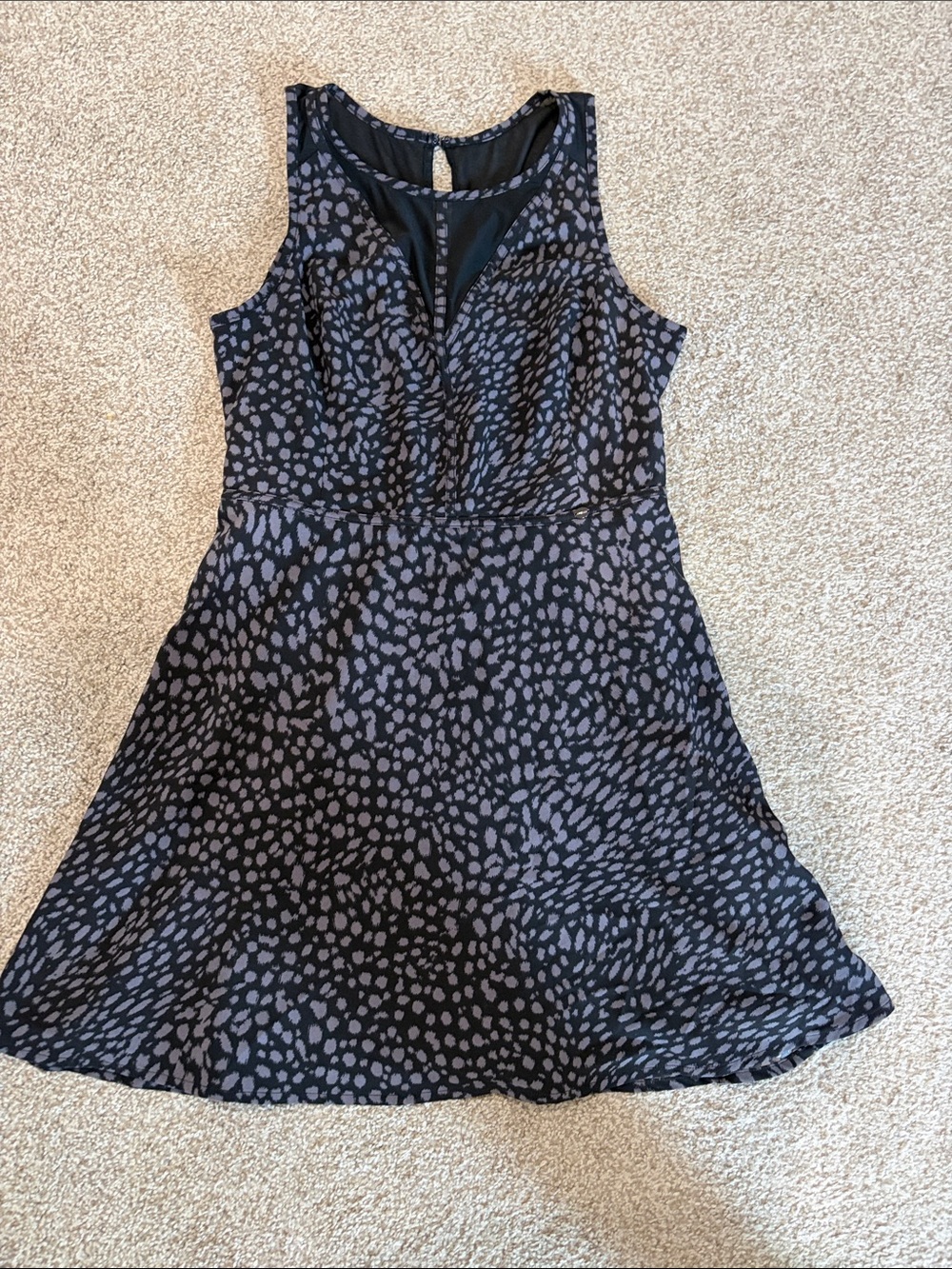 Women’s Black and Mayve Printed Sleeveless Dress